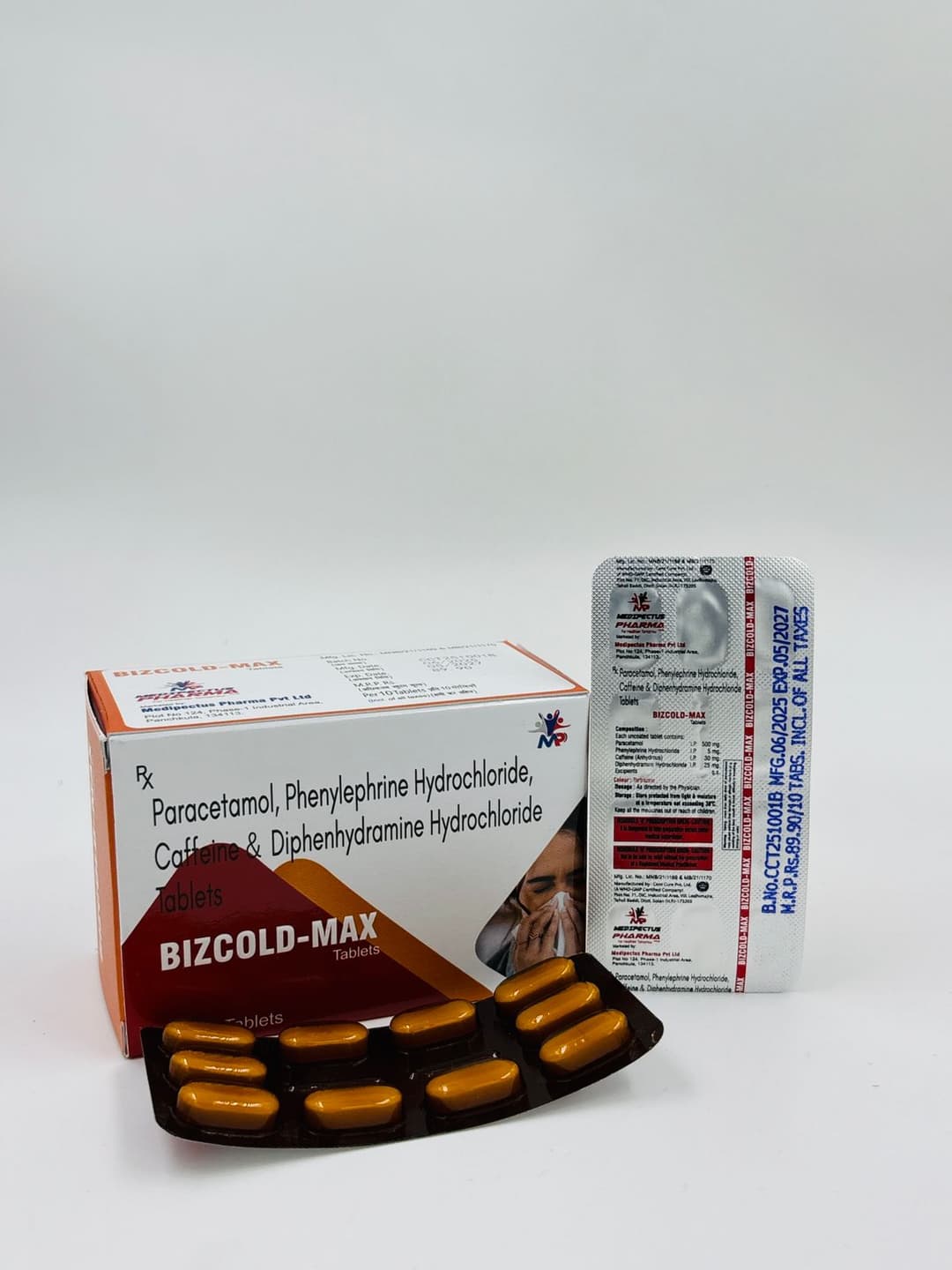 PARACETAMOL 500MG + PHENYLEPHRINE HYDROCHLORIDE 5MG + CAFFIENE (ANHYDROUS) 30MG + DIPHENHYDRAMINE HYDROCHLORIDE 25MG